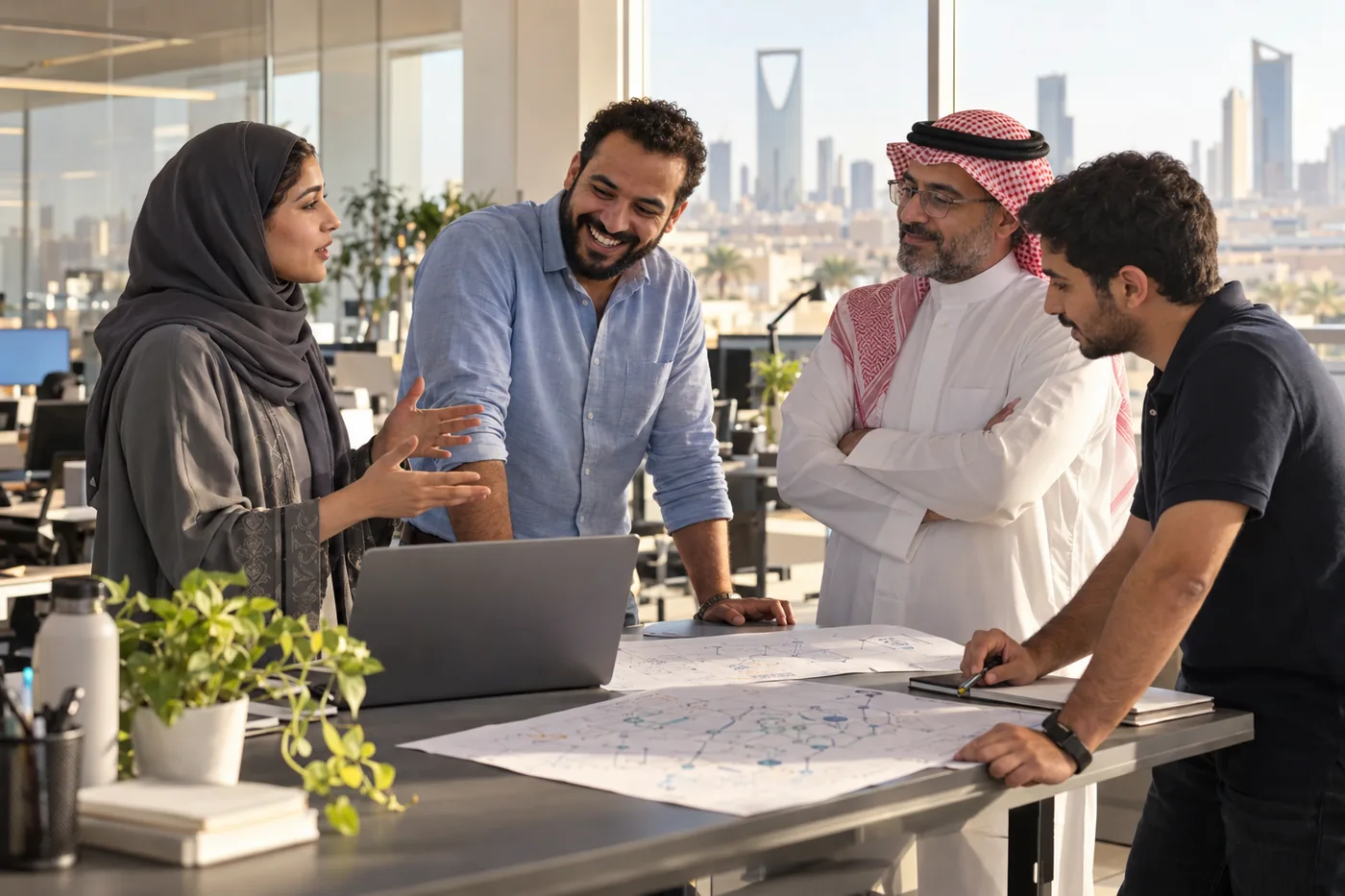 A TECHNIFY engineering team discussing a network design